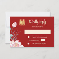 Lotus Red Chinese Wedding RSVP