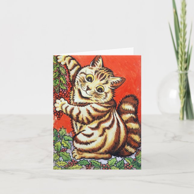 Invitation Louis Wain Christmas Cat Decorating Personalized (Devant)