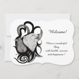 Invitation Loup blanc avec corbeau, Ajouter votre texte