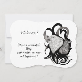 Invitation Loup blanc avec corbeau, Ajouter votre texte Invit