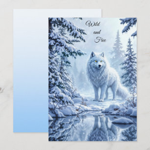 Invitation Loup de neige sauvage prédateur nature art d'hiver