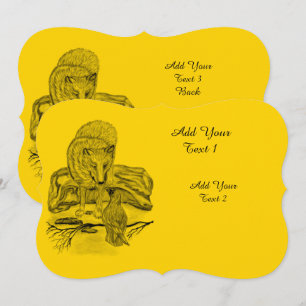 Invitation Loup et corbeau - Design noir et jaune