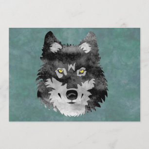 Invitation Loup gris d'aquarelle