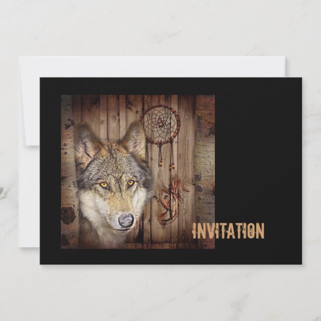 Invitation Loup indien indigène de receveur rêveur occidental (Devant)