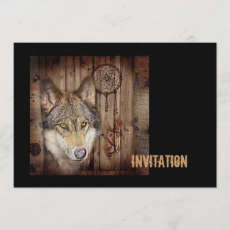 Invitation Loup indien indigène de receveur rêveur occidental
