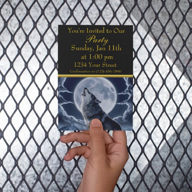 Invitation Loup majestueux sur un pic enneigé (Créateur téléchargé)