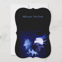 Loups et corbeau avec pleine lune