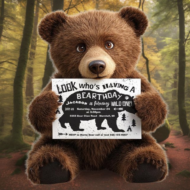 Invitation L'Ours Boho Tribal Anniversaire Wild One! (Créateur téléchargé)