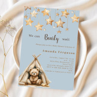 L'ours en peluche étoiles Baby shower bleu tipi
