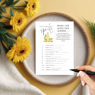 Invitation Love 1st Spritz Mad Libs Fête des mariées Jeu