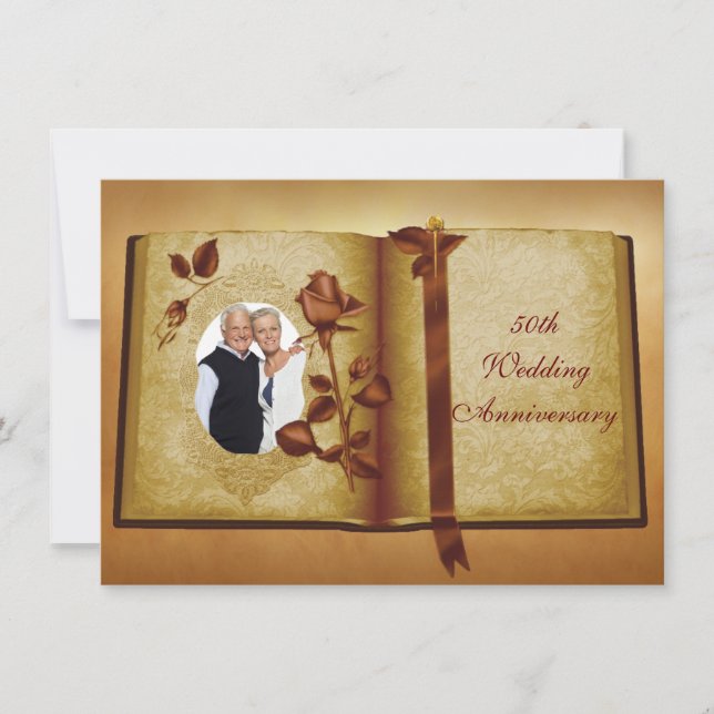 Invitation Love Book 50th Mariage Anniversary Photo Invitatio (Devant)