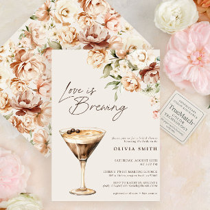 Invitation Love Brewing Floral Coffee Martini Fête des mariée
