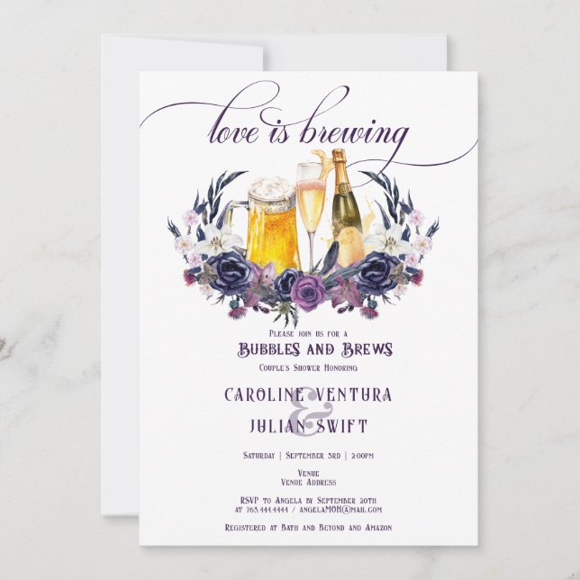 Invitation Love Brewing Gothic Bubbles Brews Couples Douche (Devant)