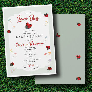 Invitation Love Bug Ladybug Jardin Floral Fille Baby Shower