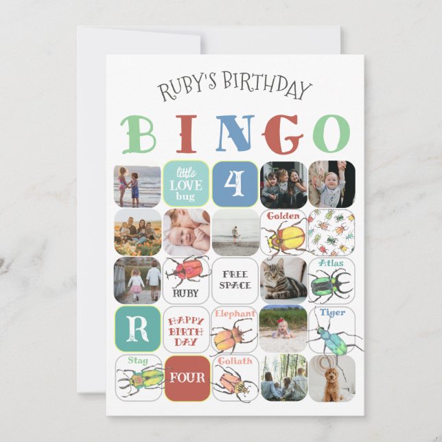 Invitation Love Bugs Party Bingo Card (version 3) (Devant)