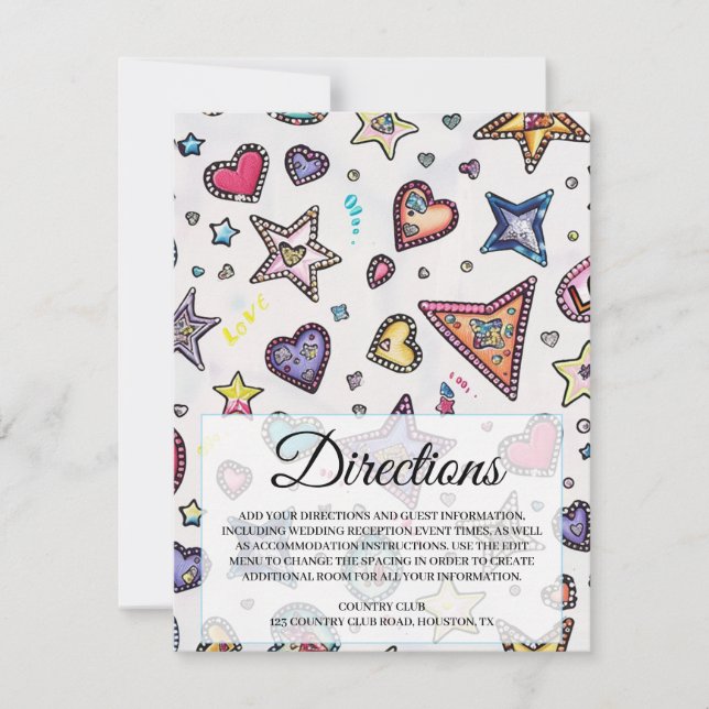 Invitation Love & Crystal Instructions pour le placement du c (Devant)