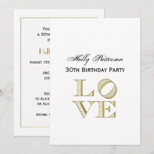 Invitation LOVE Graphic Text - Faux Gold