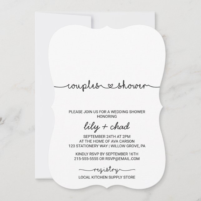 Invitation Love Hearts Couples Douche (Devant)