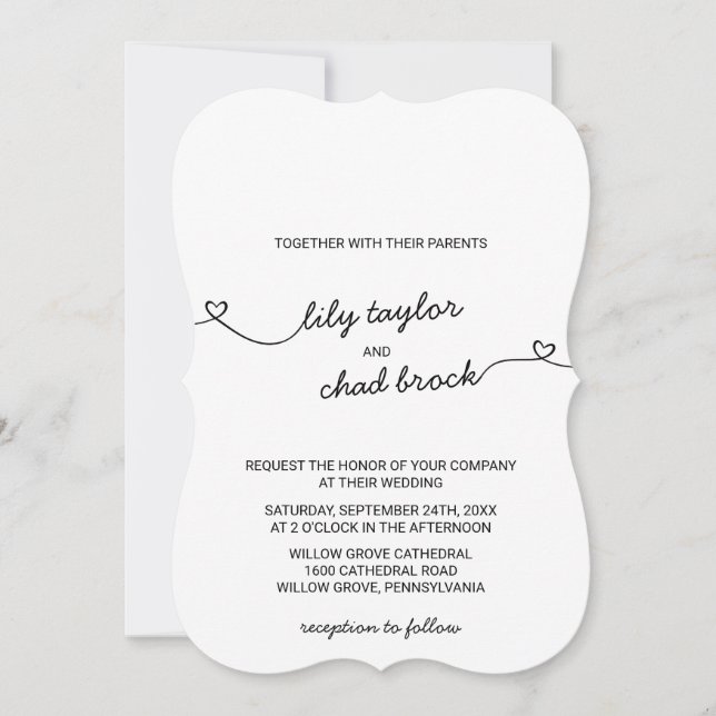 Invitation Love Hearts Mariage (Devant)