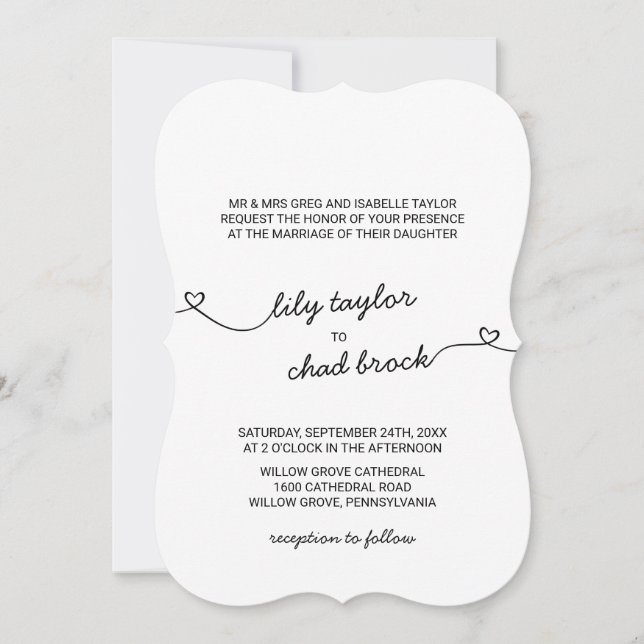 Invitation Love Hearts Mariage officiel (Devant)