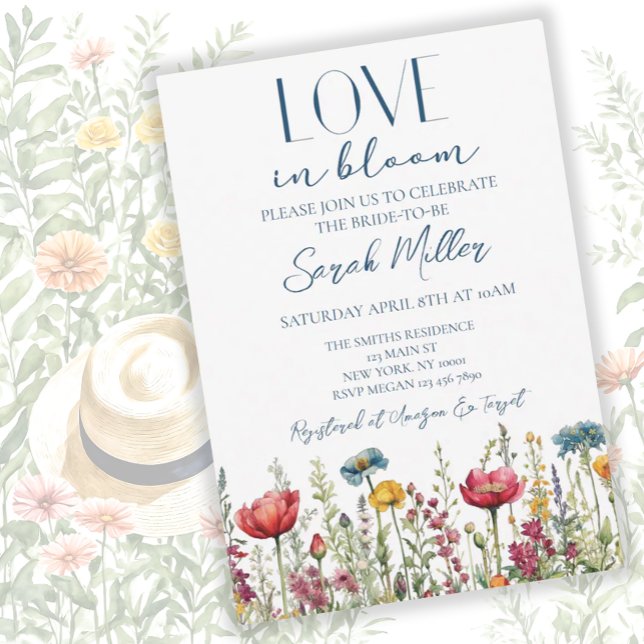 Invitation Love in Bloom Fête des mariées Fleur sauvage aquar (Créateur téléchargé)