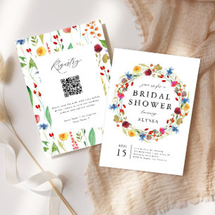 Invitation Love in Bloom Fleur sauvage Back & QR Code Douche