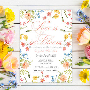 Invitation Love In Bloom Fleur sauvage Peach Fête des mariées