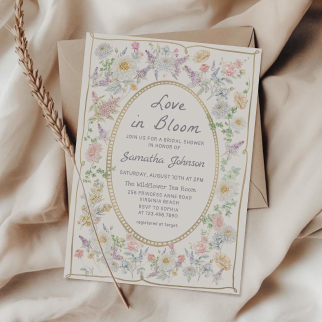 Invitation Love in Bloom Handwritten Floral Bridal Shower (Créateur téléchargé)