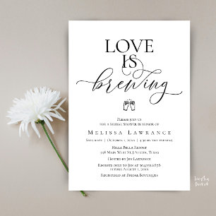 Invitation Love Is Brewing Baby Shower   Calligraphie Élégant