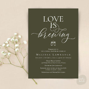 Invitation Love Is Brewing Baby Shower Calligraphie Élégant