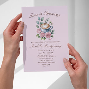 Invitation Love Is Brewing Blush Latte Fête de Mariage