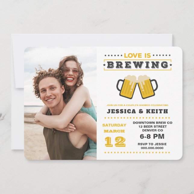 Invitation Love Is Brewing Brasserie Wedding shower de Couple (Devant)