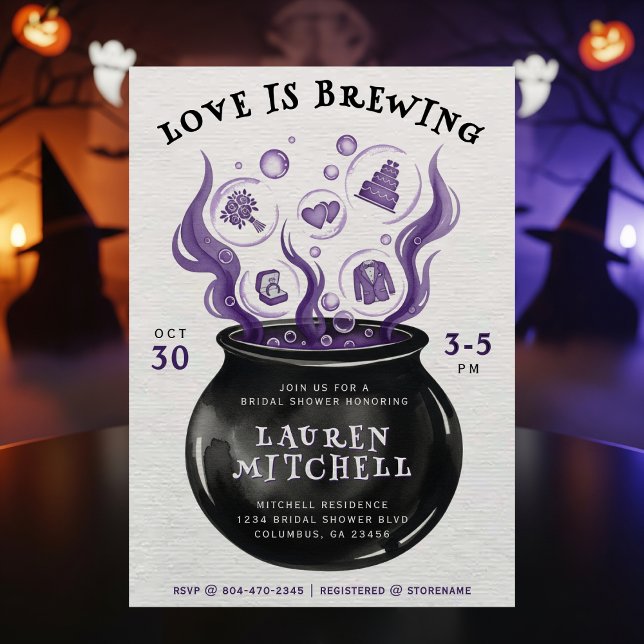 Invitation Love is Brewing Cauldron Halloween Bridal Shower (Créateur téléchargé)