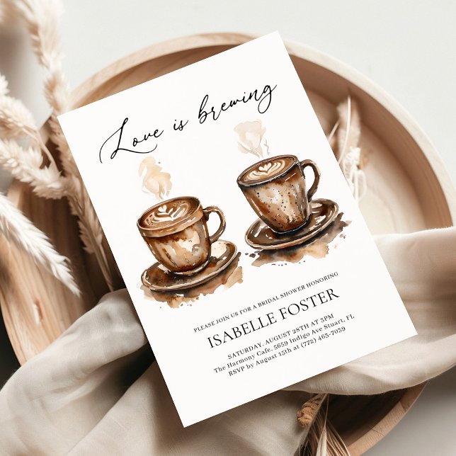 Invitation Love is Brewing Coffee Rustic Bridal Shower (Créateur téléchargé)