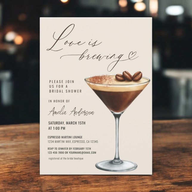 Invitation Love is Brewing Espresso Martini Bridal Shower (Créateur téléchargé)