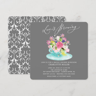 Invitation Love is Brewing Floral Bridal Tea Shower