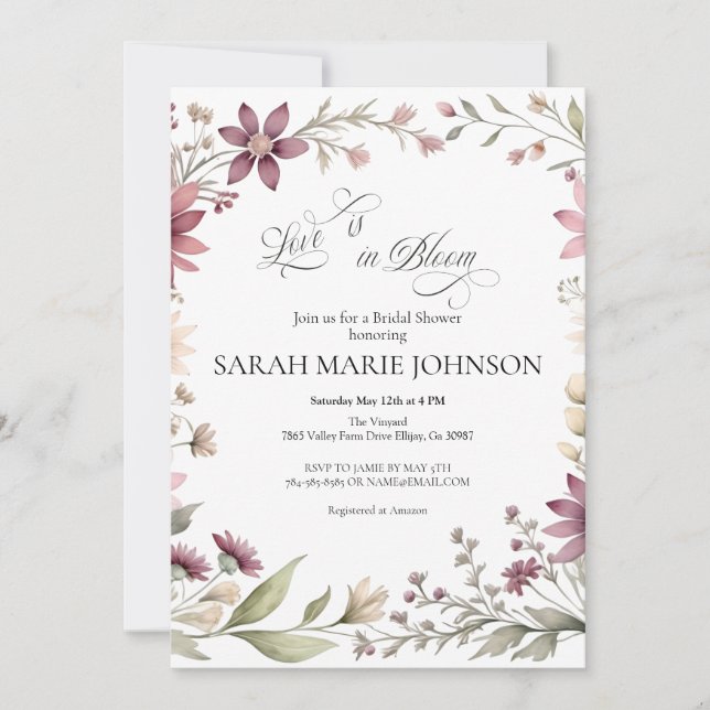 Invitation Love is in Bloom Spring Floral Bridal Shower (Devant)
