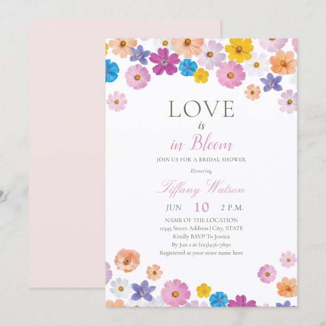 Invitation Love is in Bloom Wildflower Garden Bridal Shower (Devant / Derrière)