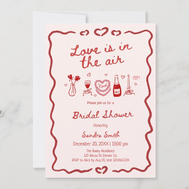 Invitation Love Is In The Air Bridal Shower (Devant)