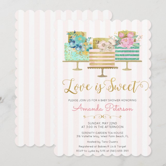 Invitation Love is Sweet Baby Shower Invite (Devant / Derrière)