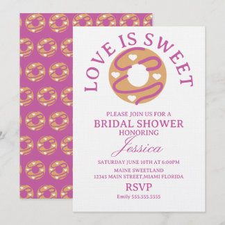 Invitation Love is sweet donut with hearts Bridal Shower