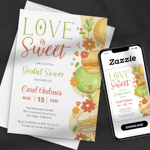 Invitation Love is Sweet Macaron Pastel Floral Mariage