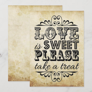 Invitation Love Is Sweet - Symbole de mariage vintage