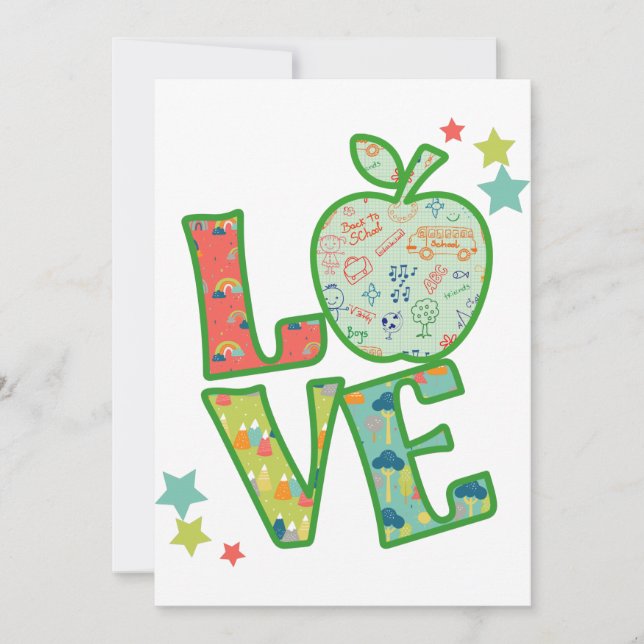 Invitation Love School Apple, Drake Back to School (Devant)