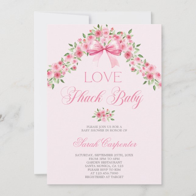 Invitation Love Shack Baby shower Girl (Devant)