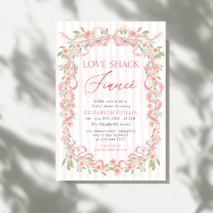 Invitation Love Shack Fiance Bow rose Fête des mariées floral