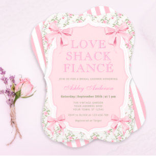 Invitation Love Shack Fiance Pink Bow Coquette Fête des marié
