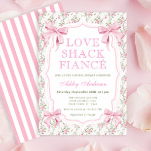 Invitation Love Shack Fiance Pink Bow Fête des mariées