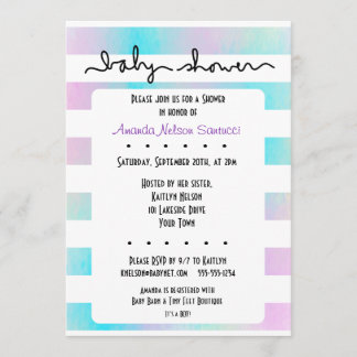 Invitation Love Stripes Baby shower garçon ou fille