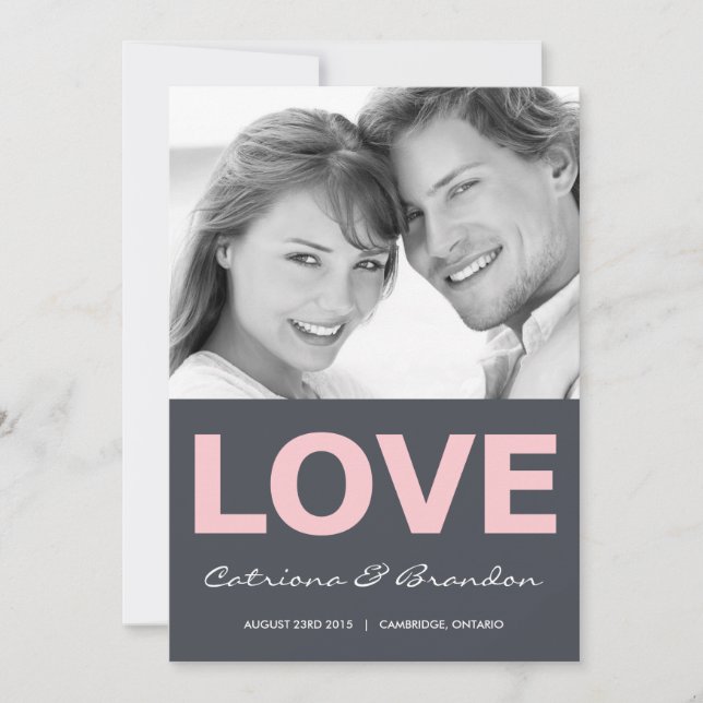 Invitation Love Typographie Photo Enregistrer la date Annonce (Devant)